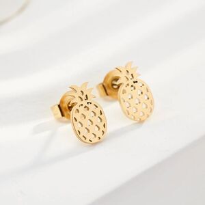 18K Gold Plated Pineapple Stud Earrings